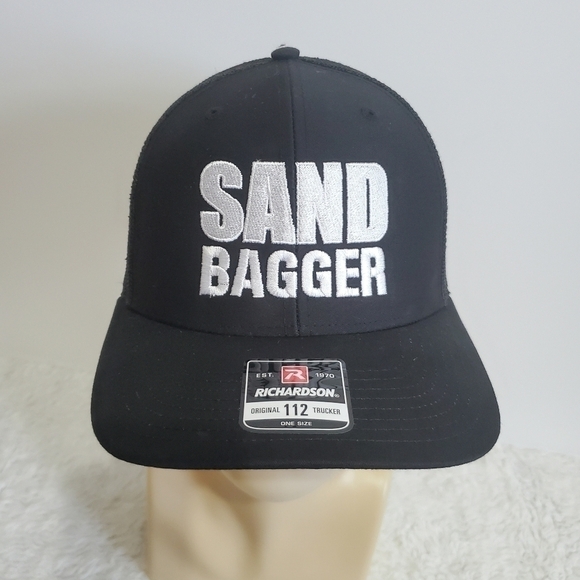 NWT Richardson Style 112 Sand Bagger Black Mesh Trucker Hat Cap - Picture 2 of 14